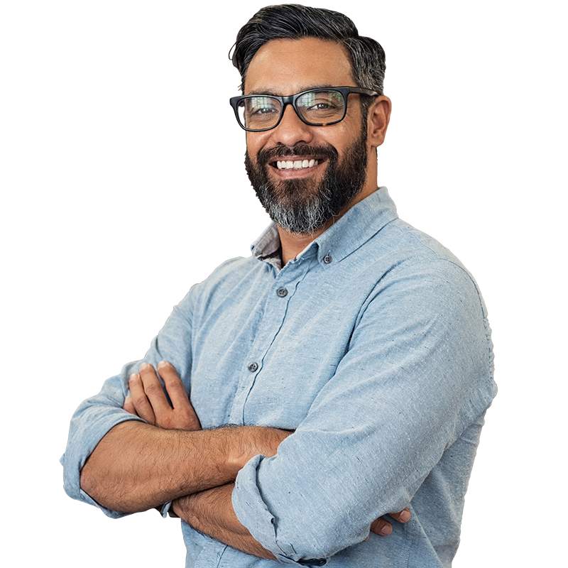 person smiling with arms crossed