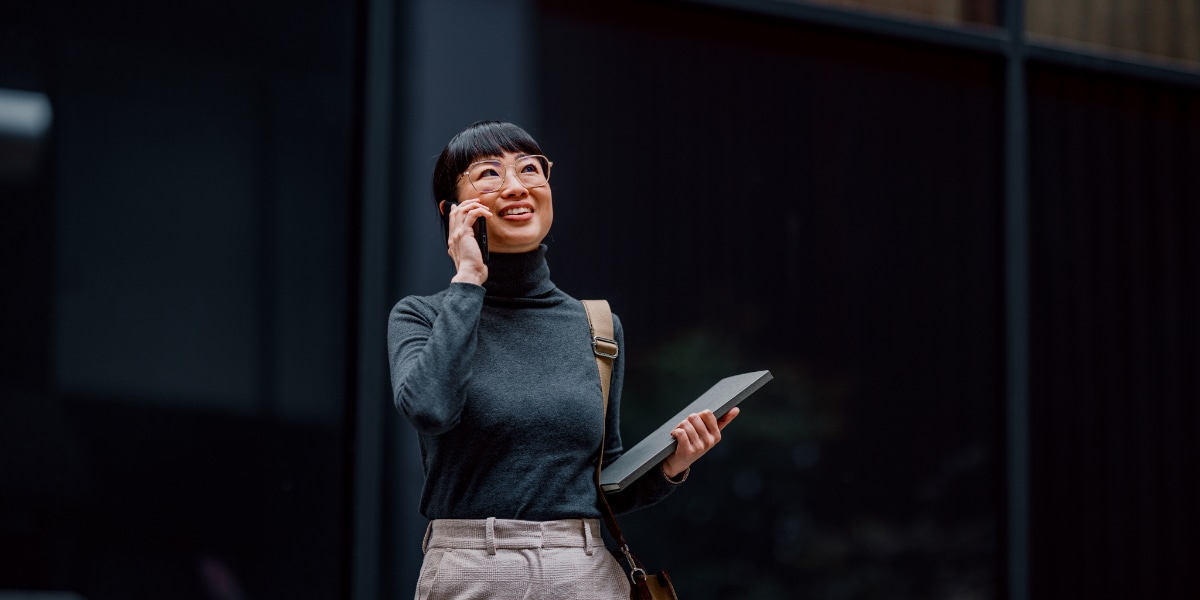 a business woman talking on the phone