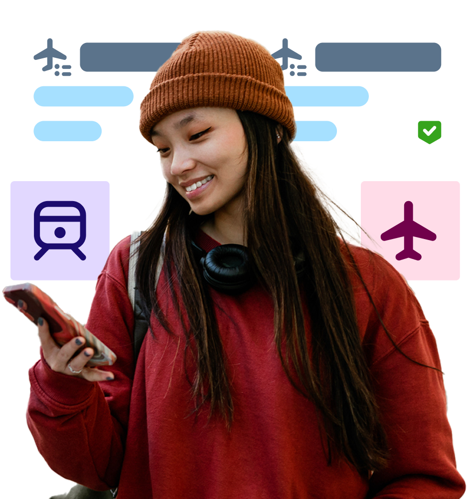 Woman looking at the apps on her phone.