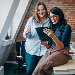 collaborating on tablet