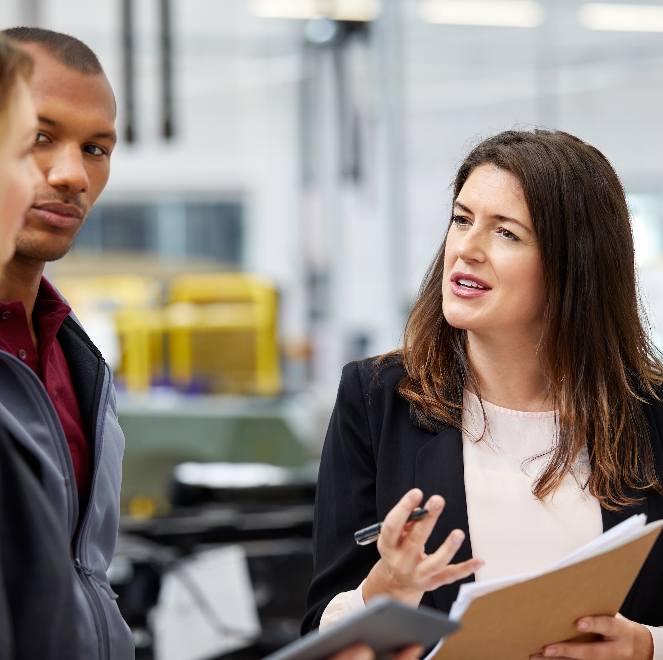 people discussing at work