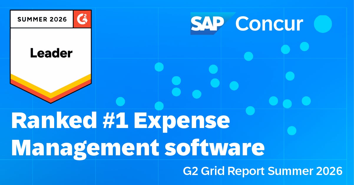 G2 user review grid image showing SAP Concur atop the upper right quadrant