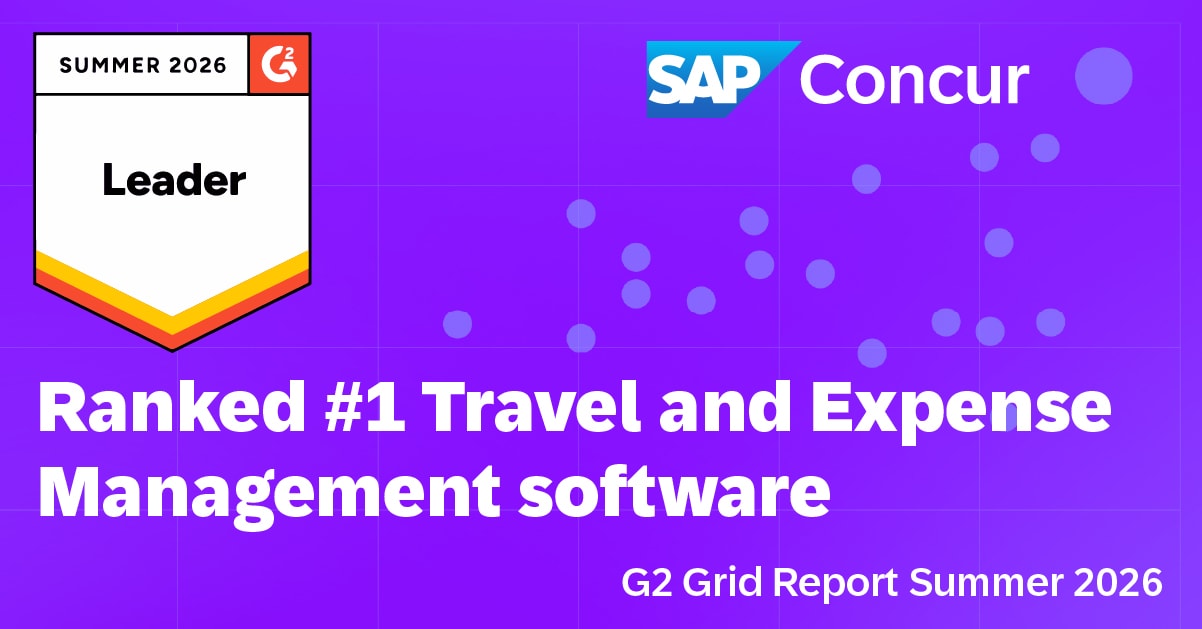 G2 user review grid image showing SAP Concur atop the upper right quadrant