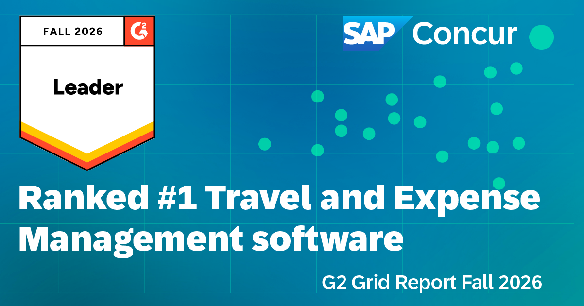 G2 user review grid image showing SAP Concur atop the upper right quadrant