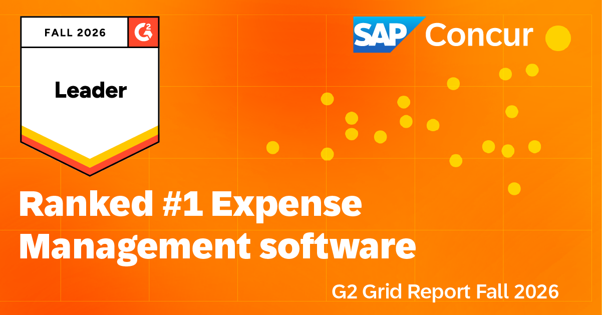 G2 user review grid image showing SAP Concur atop the upper right quadrant