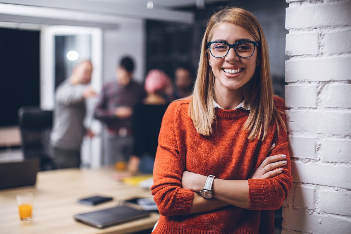 smiling woman in office