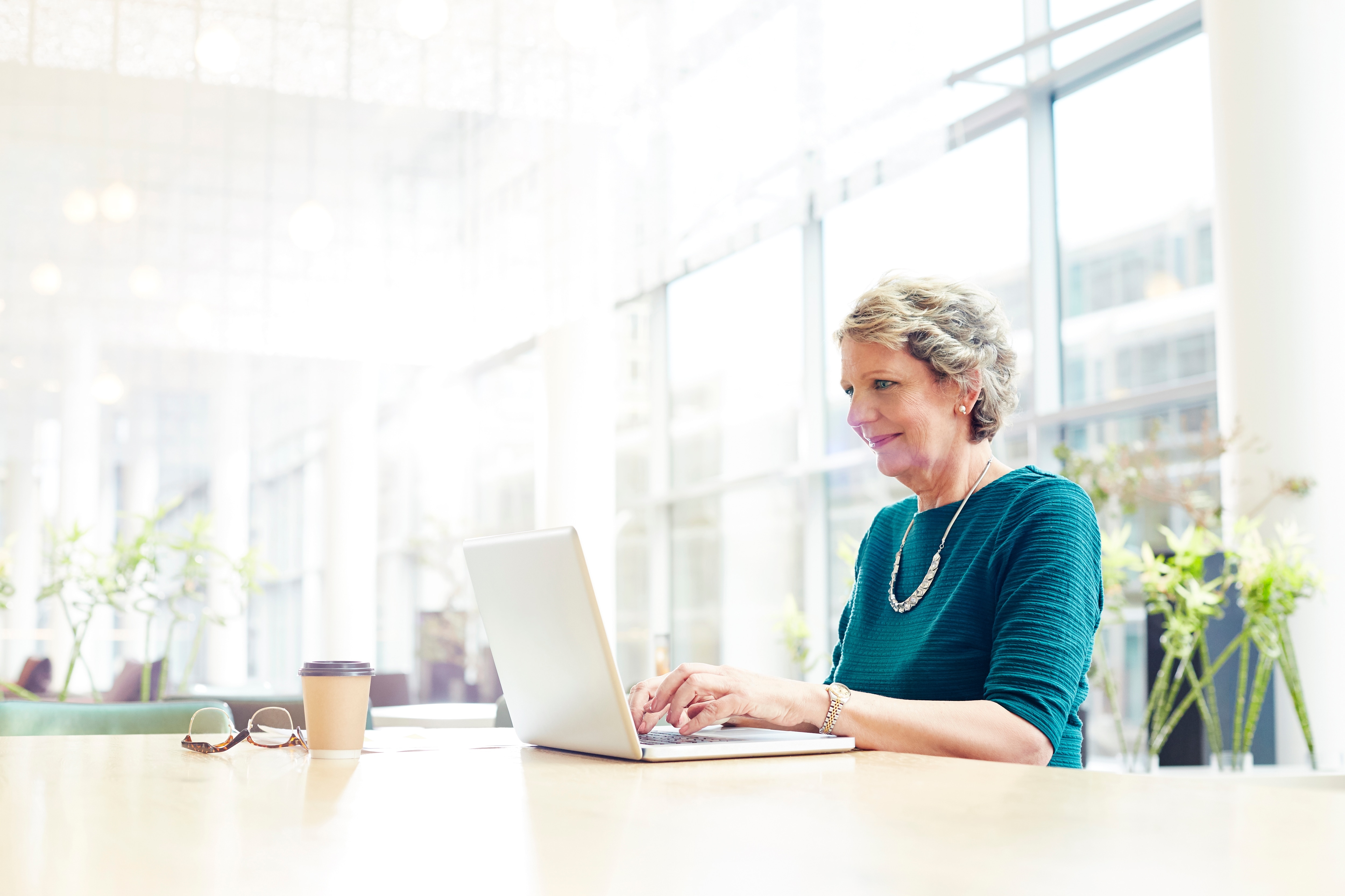Woman working on laptop