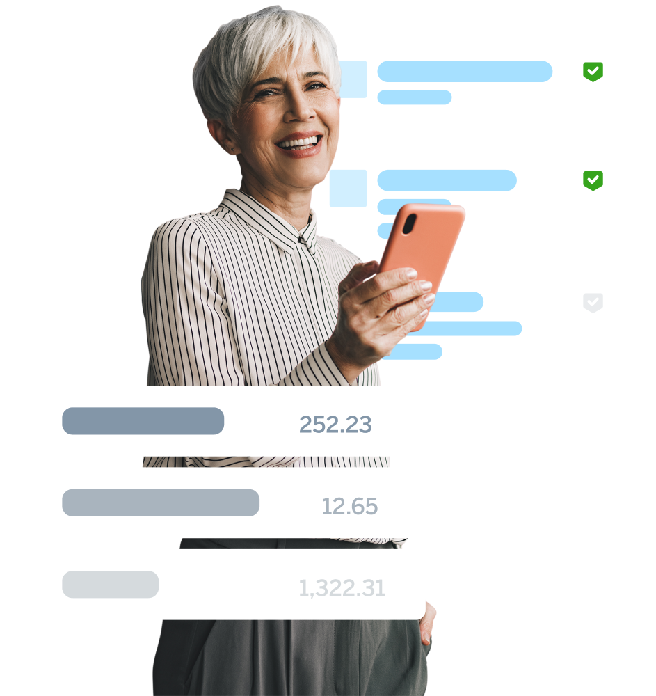 Woman looking at the apps on her phone