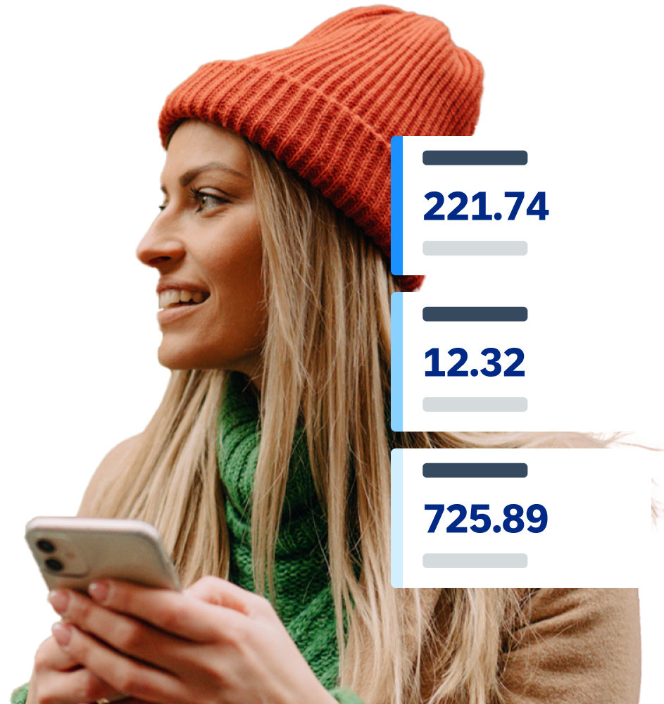 Woman excited to be using American Express