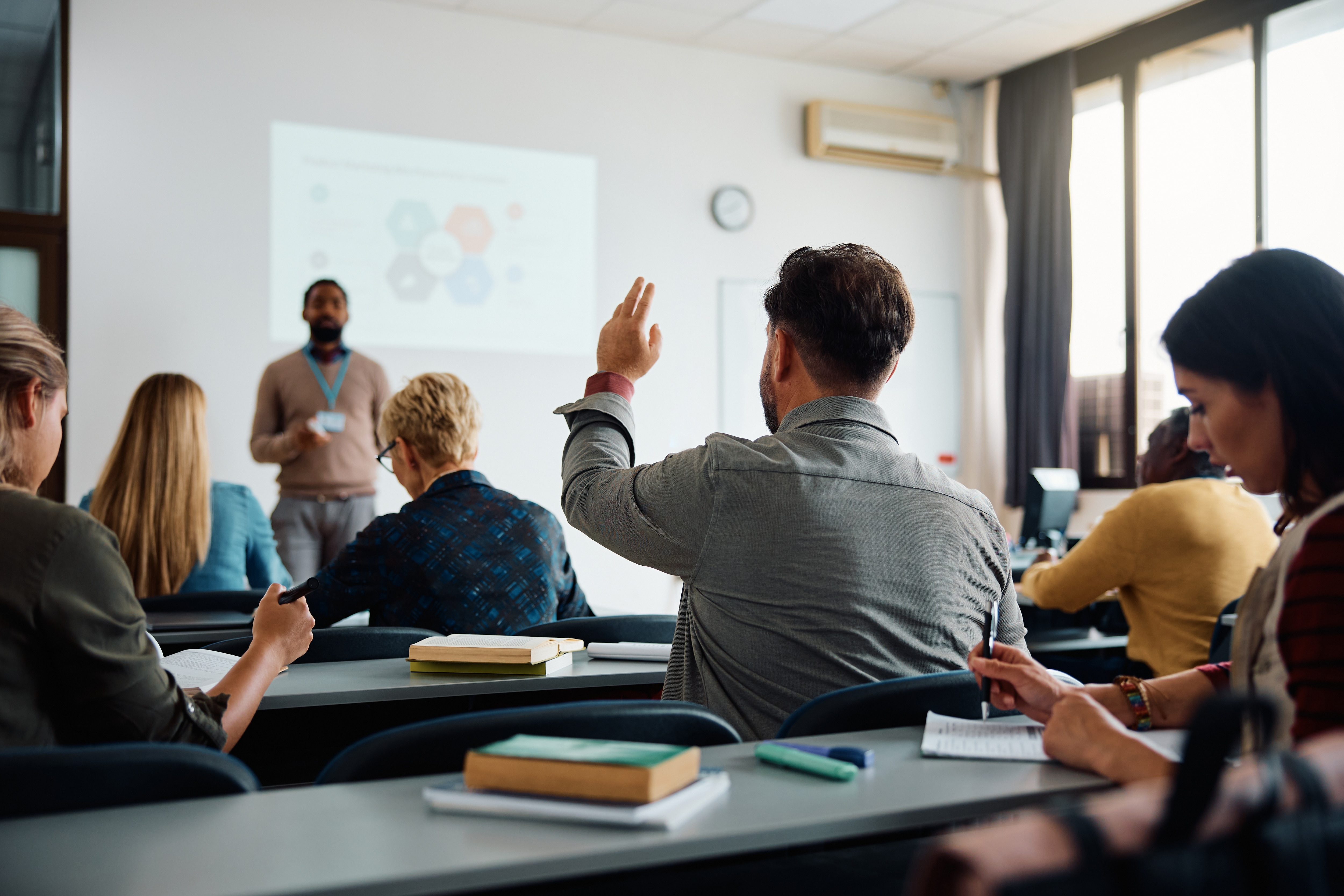 Students learning in a classroom