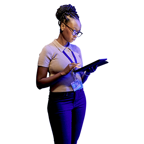 business professional using tablet