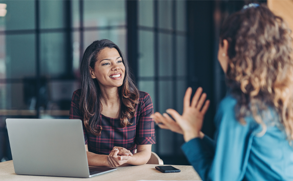 Two women talking