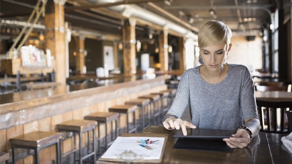 person working on a tablet