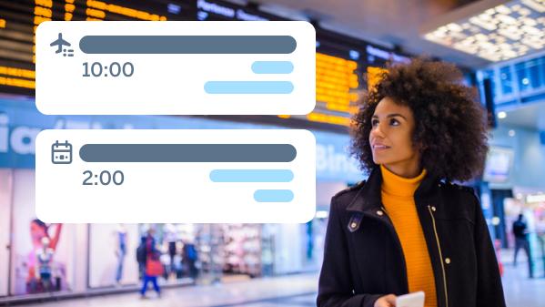 woman traveling with app open