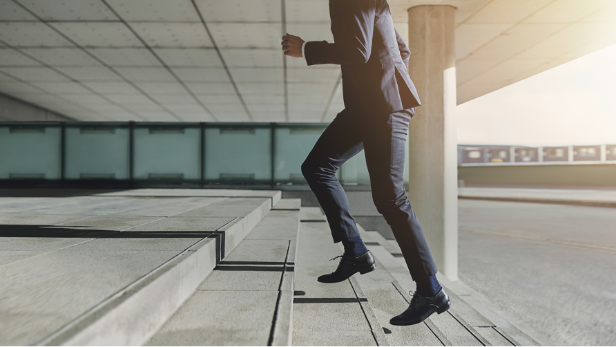 person climbing stairs