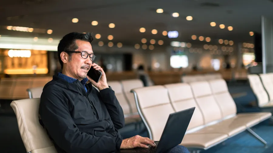 business professional in the airport