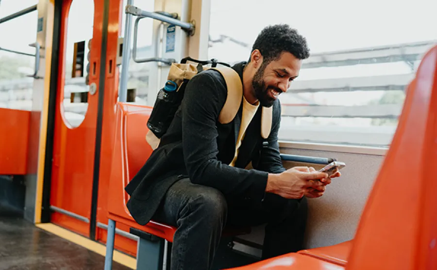 using phone on a train
