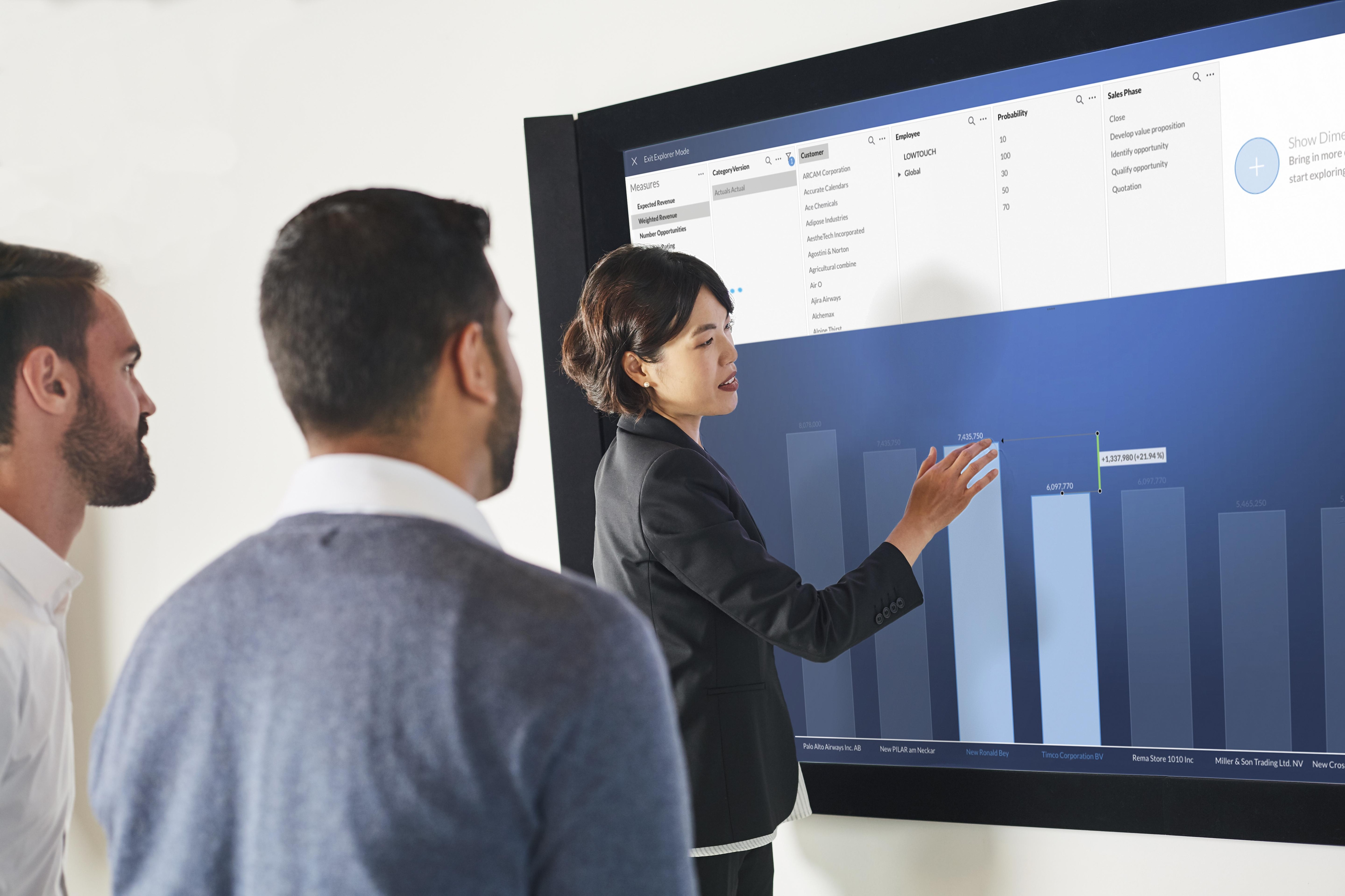 woman presenting in office