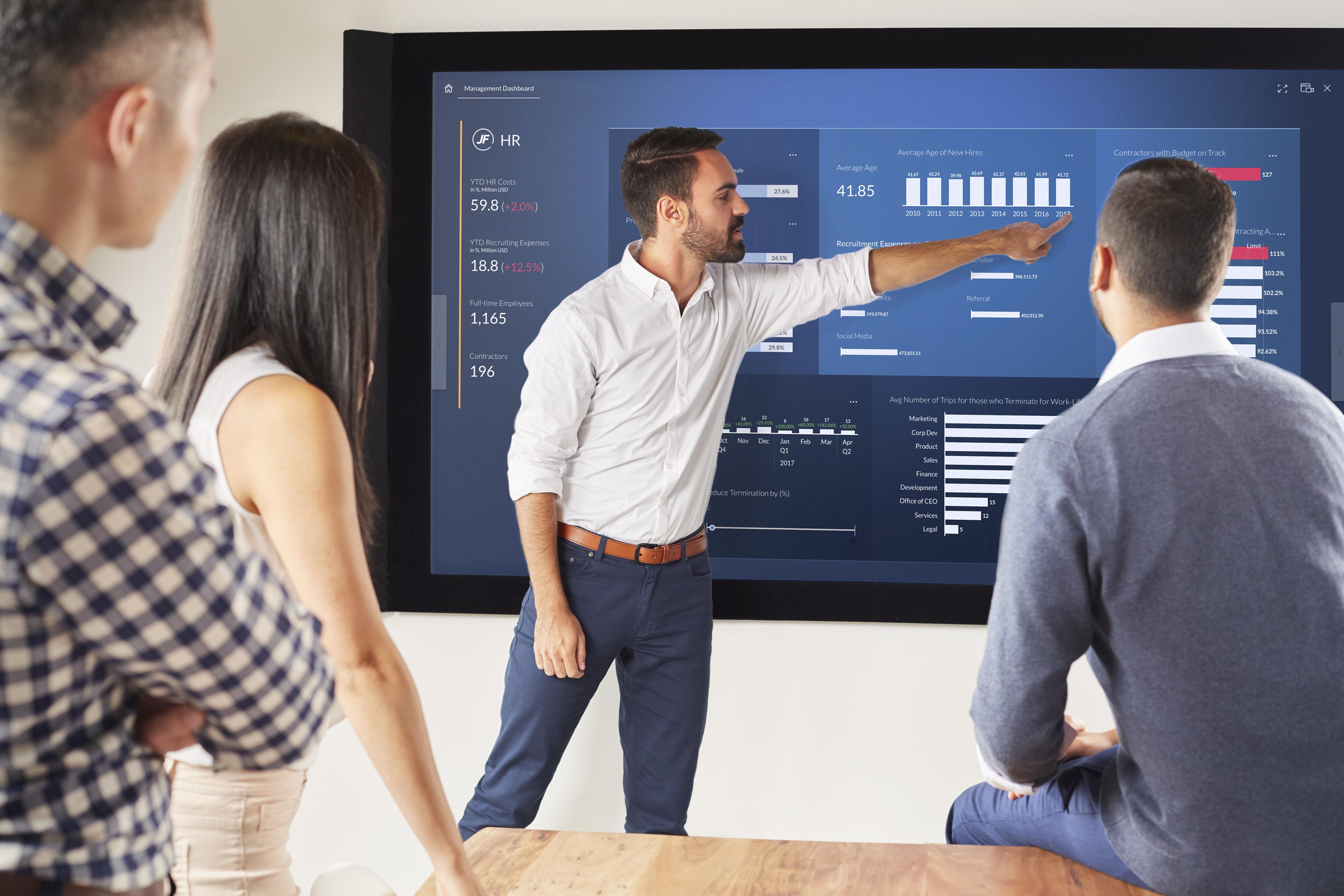 man presenting in office