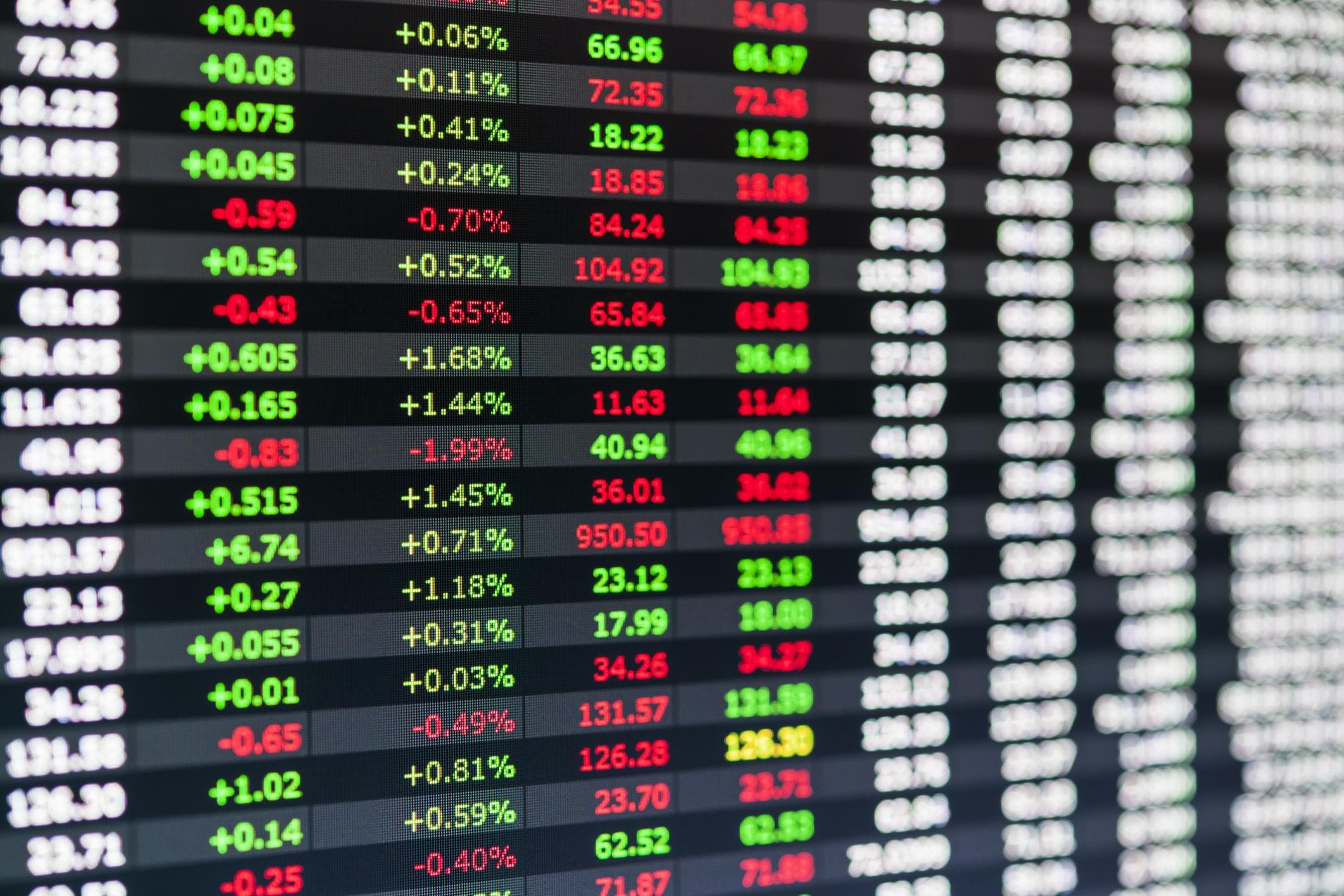 stock exchange financial figures list