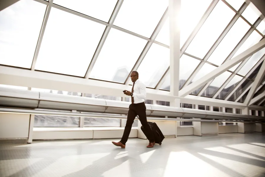 business traveler in airport