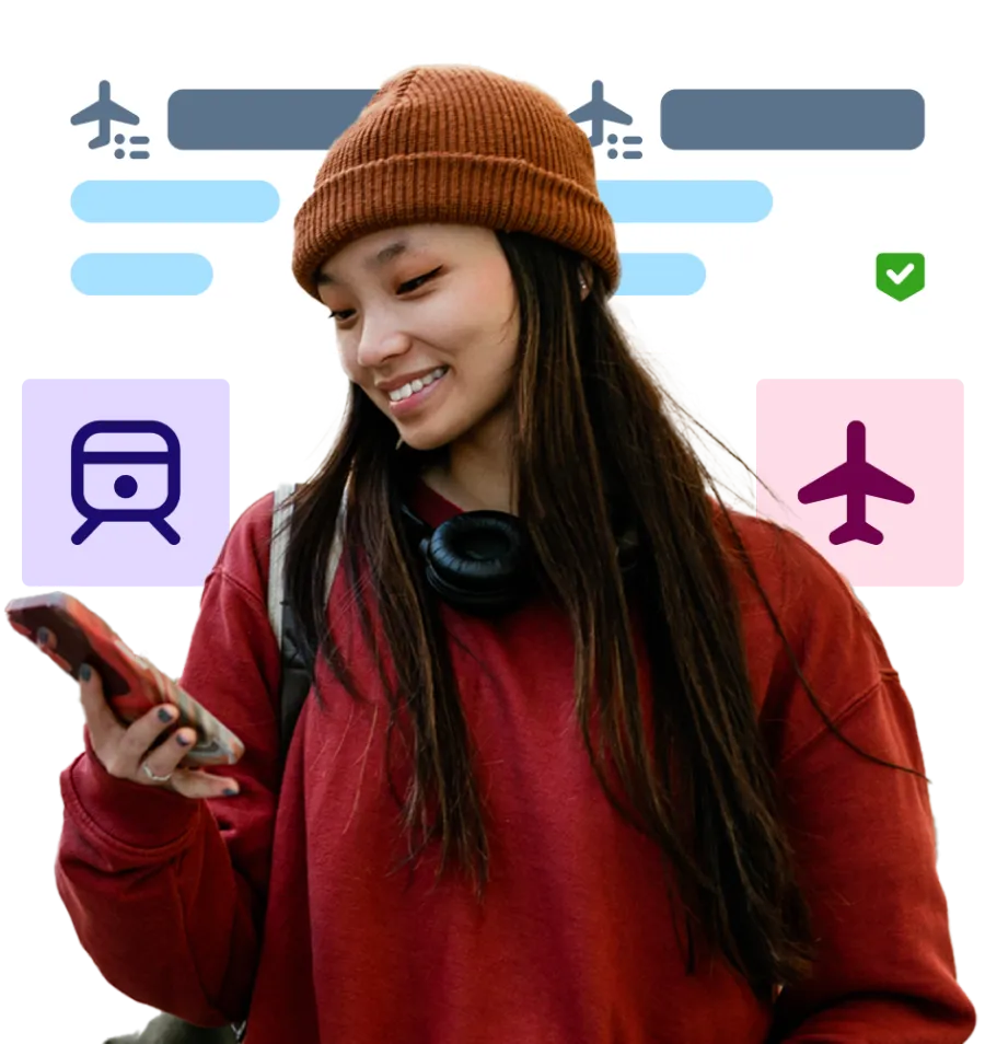 Woman excited about traveling