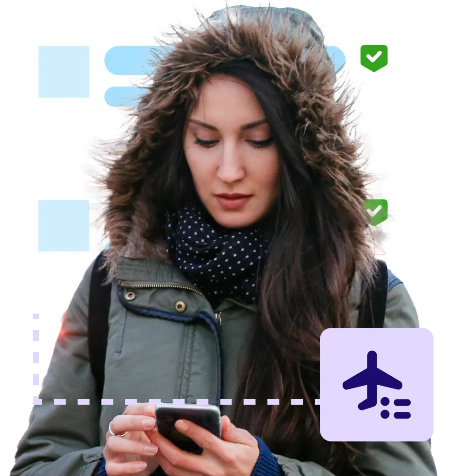 Woman excited her travel is safe