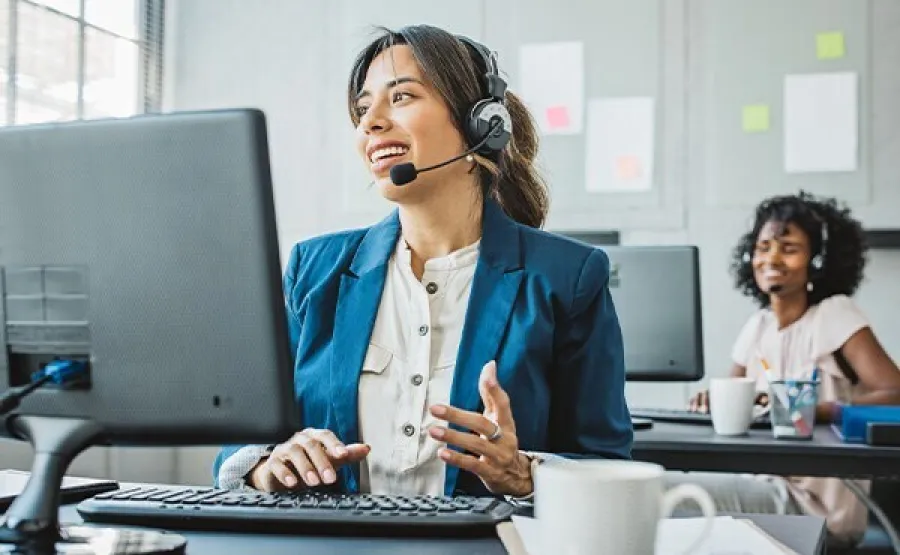 support representative assisting customer