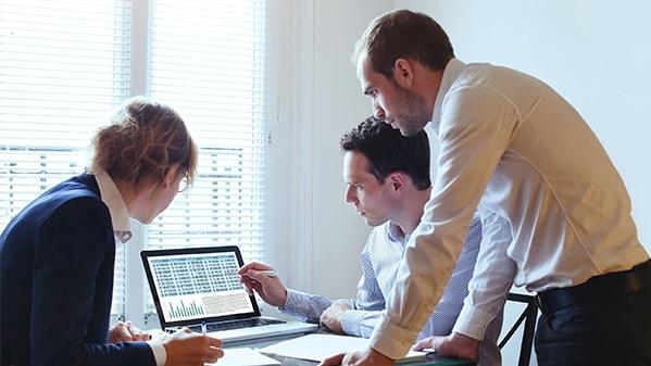 Team working on computer