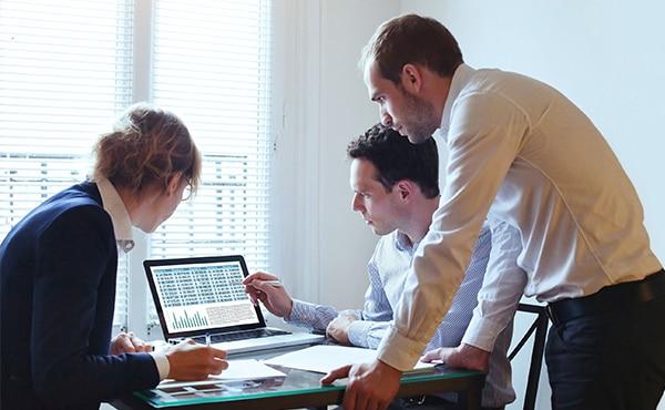 Team working on computer