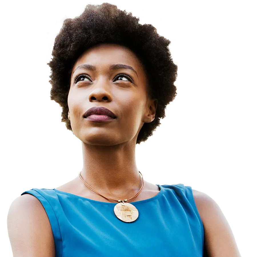 woman looking off to the left