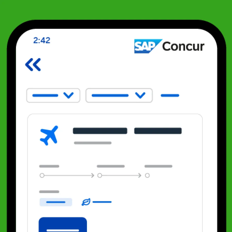 phone displaying concur travel app