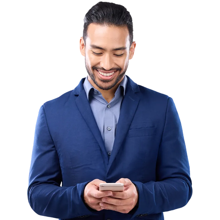 man looking at phone