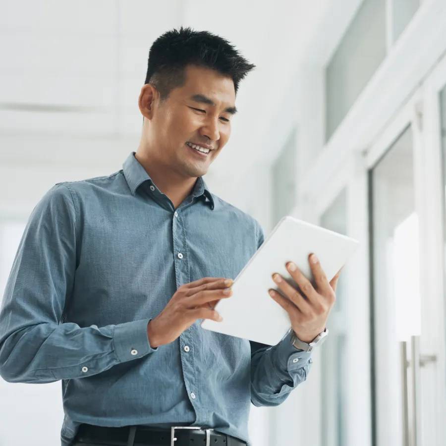 man using a tablet