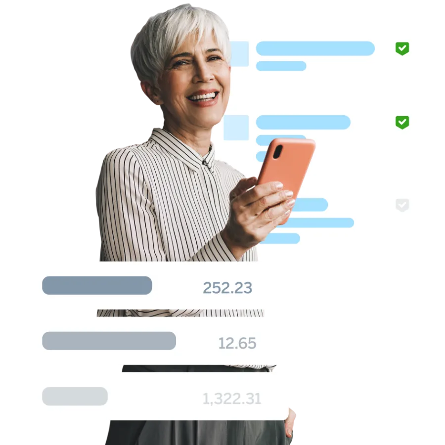 woman with phone using apps