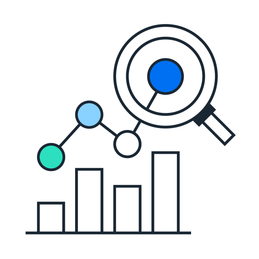 Graph with magnifying glass