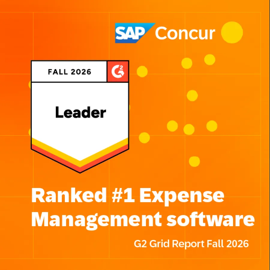 Visual of SAP Concur placed in upper right quadrant of G2 Fall 2026 Expense Management Grid Report