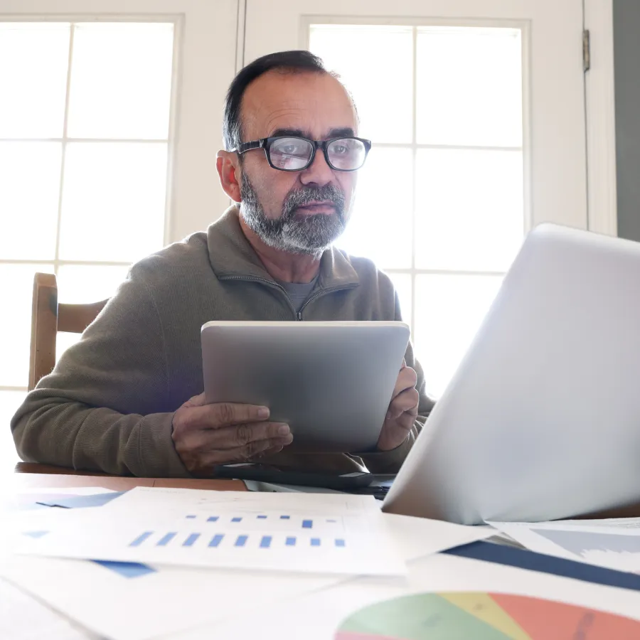 man working at computer