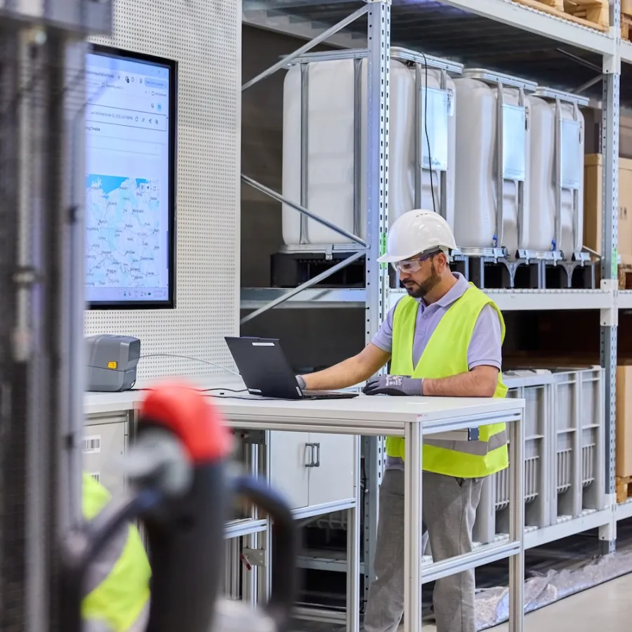 two people working on units