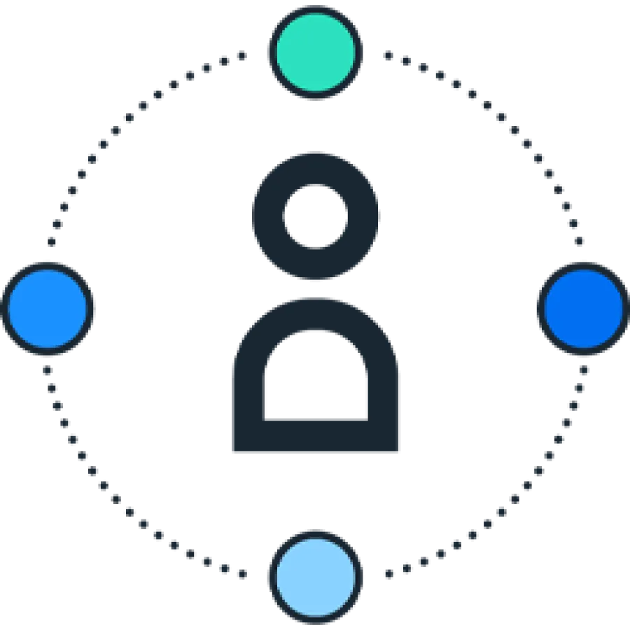 Person with multiple circles pictogram