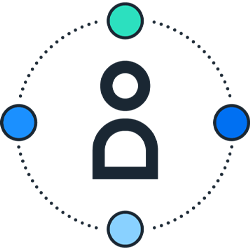 Person with multiple circles pictogram