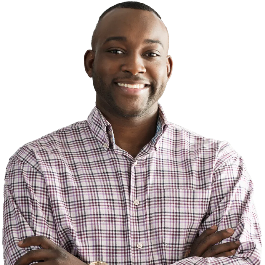 Man smiling and looking at viewer