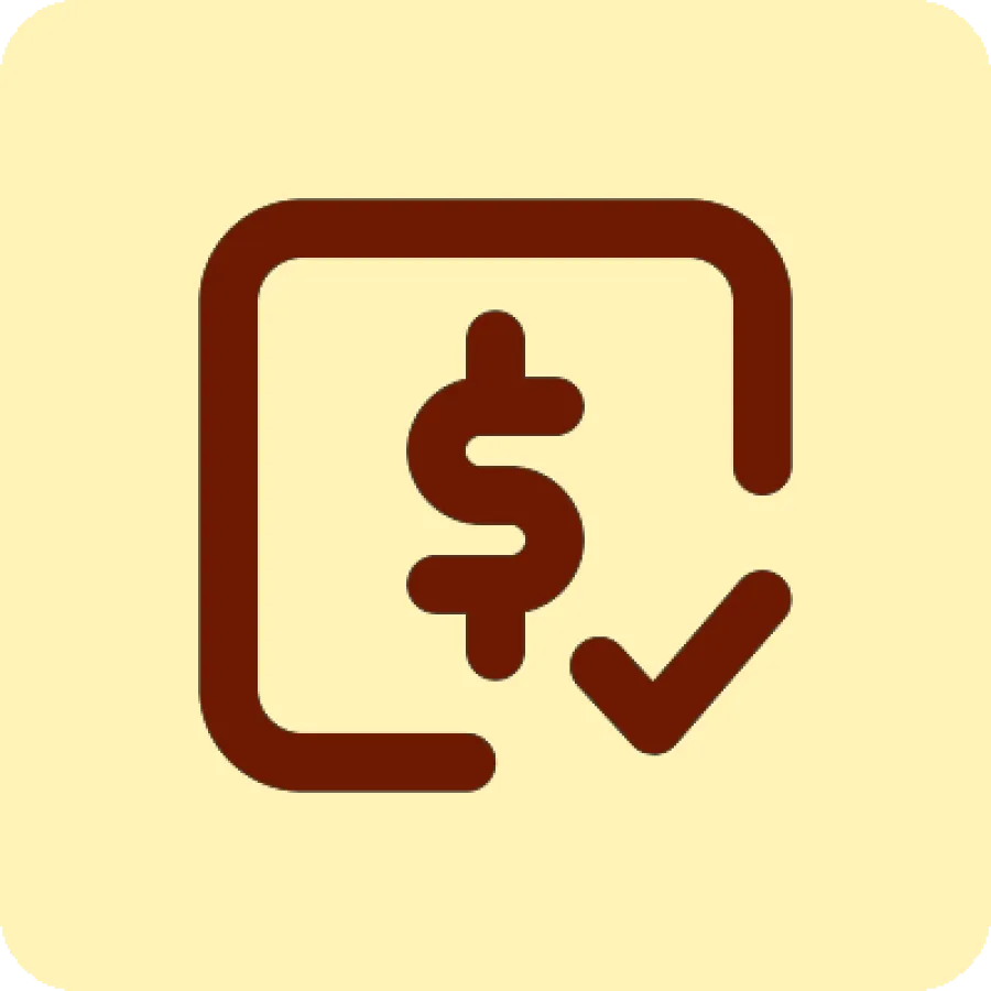 dollar sign check mark