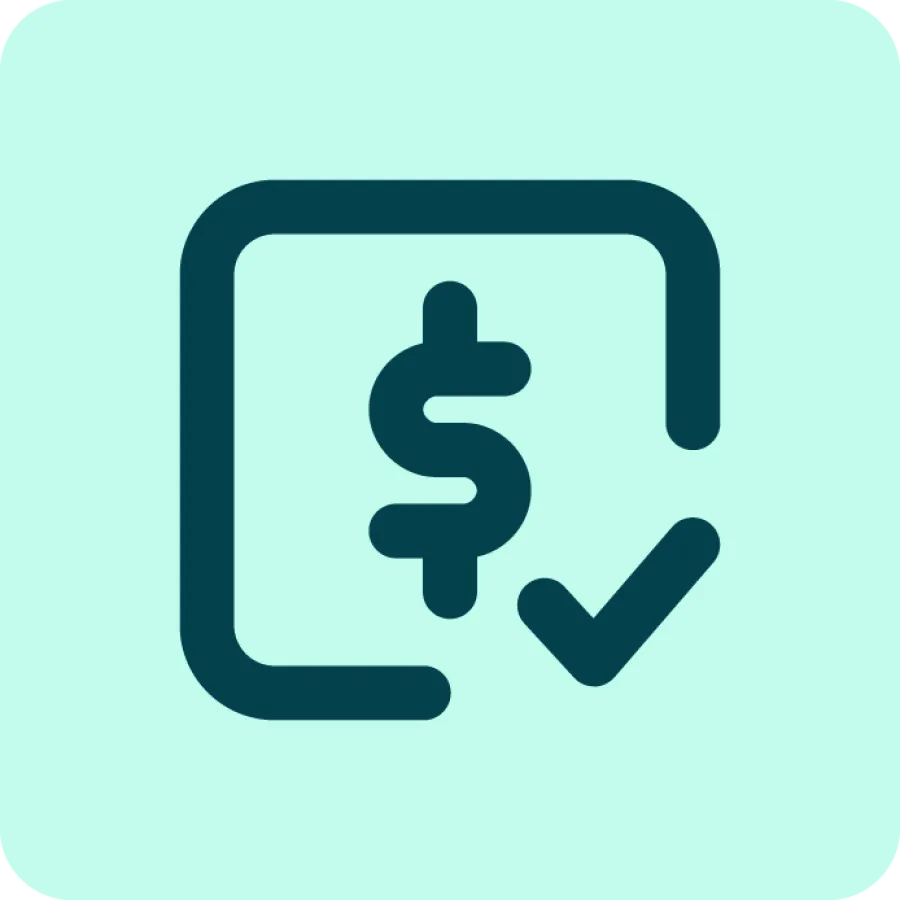 graphic of dollar sign and check